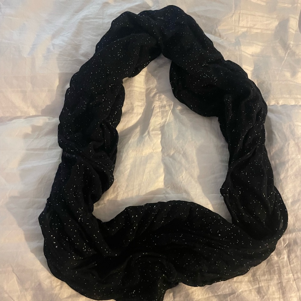 Elegant Black Sparkle Infinity Scarf